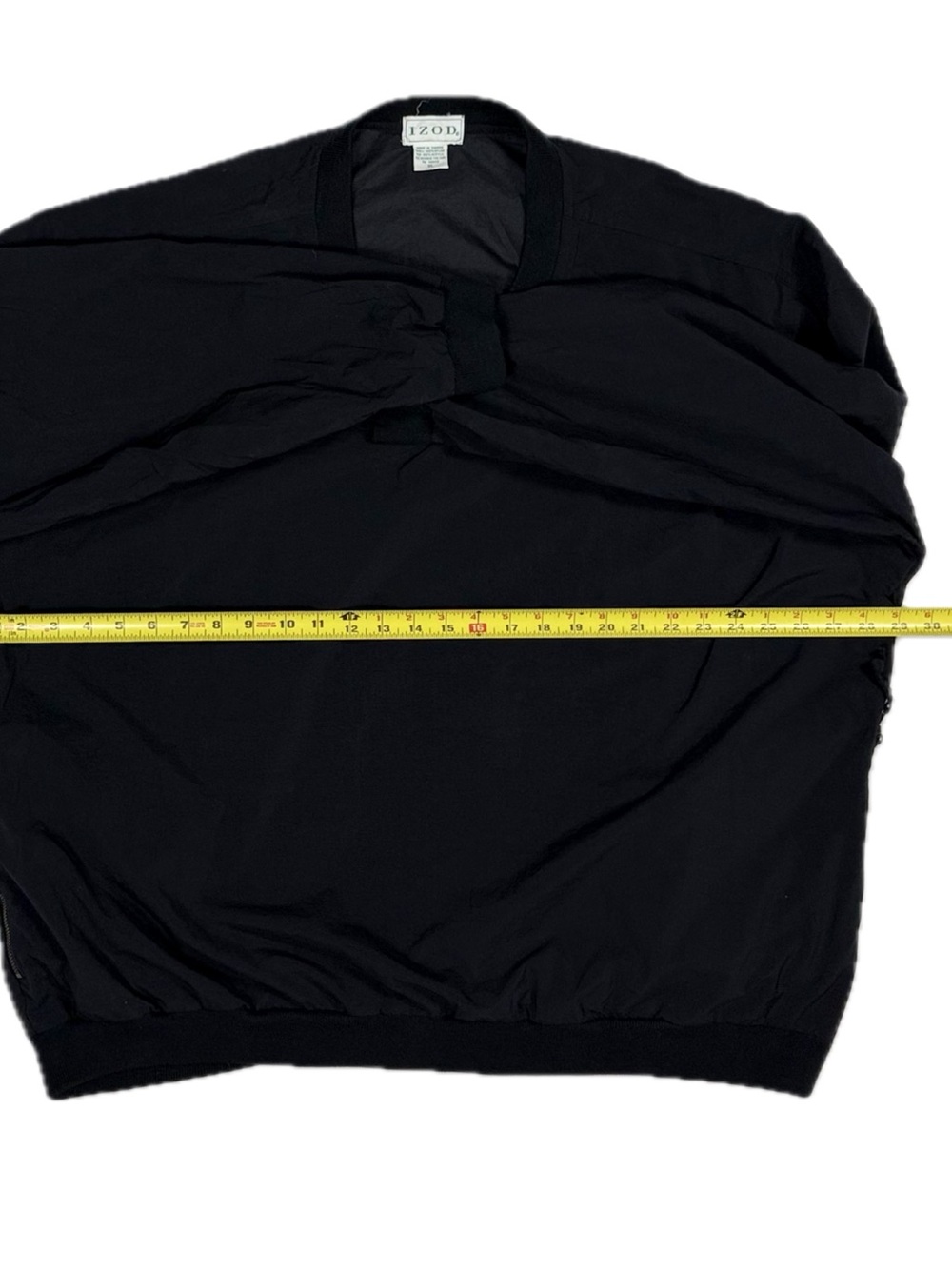 Vtg 90s IZOD black green embroidered logo microfiber windbreaker pullover men XL - Picture 4 of 8
